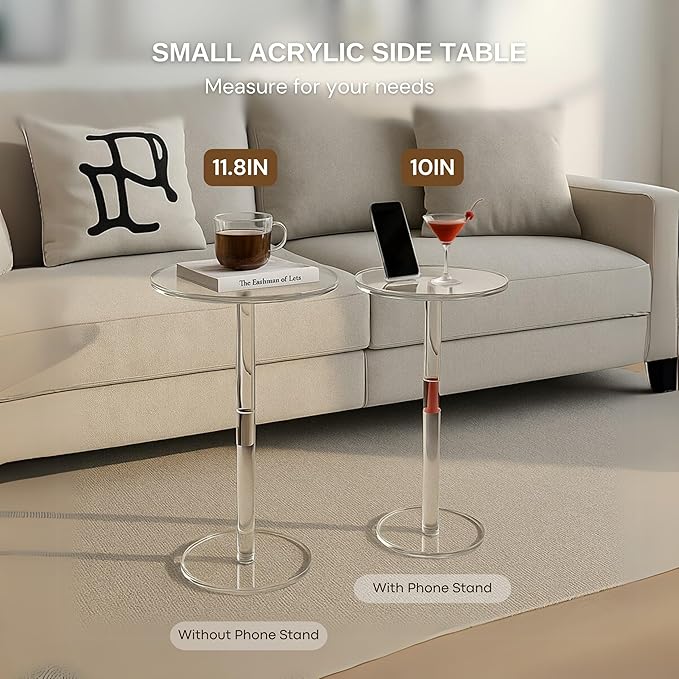 Acrylic Side Table, Round Drink Table - Image 6