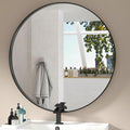 Hasipu Round Black Mirror 32 Inch Round Bathroom Mirror Metal Frame, Wall by Whatssuitableisthebest