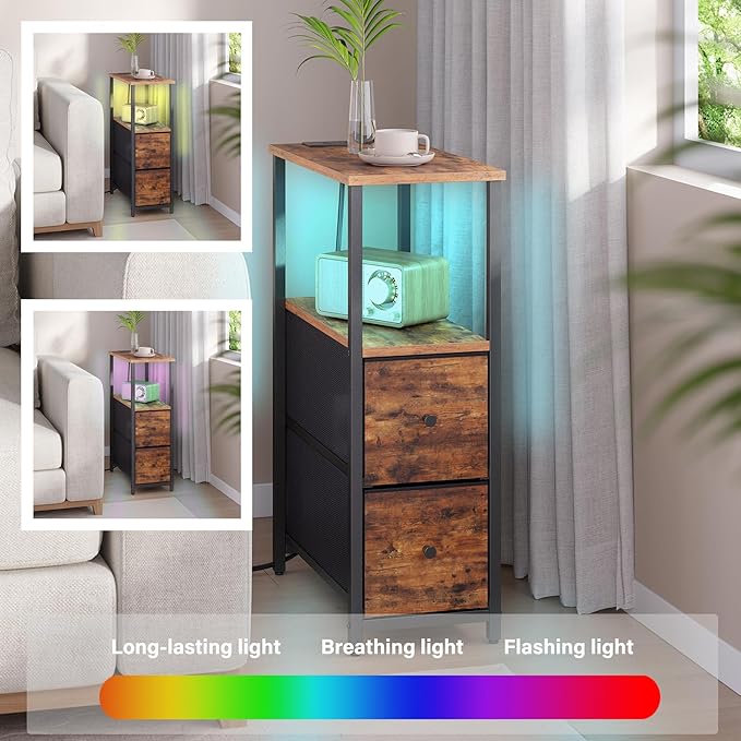 TUTOTAK Small Narrow LED End Table - Image 5