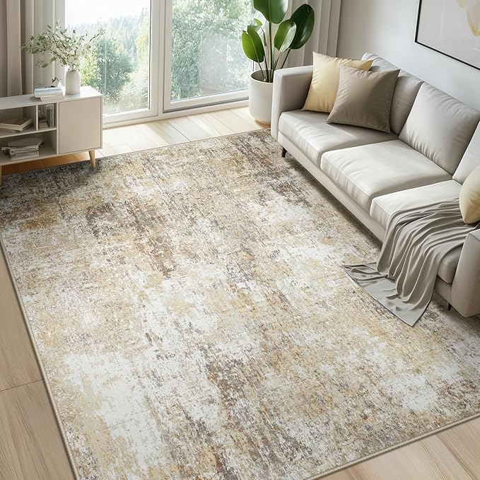 Washable Area Rugs 6'x9' Non-Slip Modern Abstract Soft by RELEANY