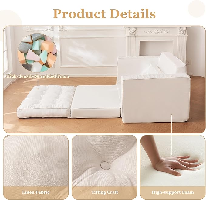 YOSHOOT Loveseat Sleeper Sofa, 3-in-1 Pull Out Floor Couch - Image 4