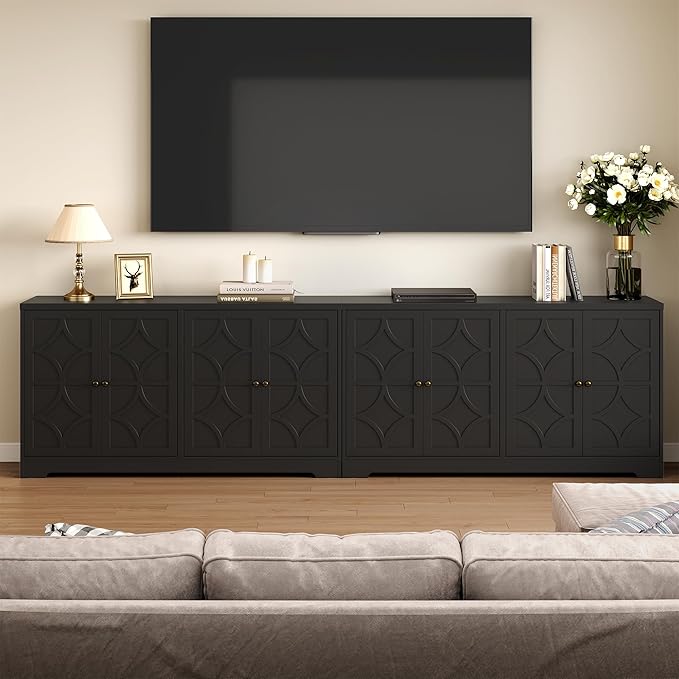 Sideboard Buffet with 4 Doors, Mid-Century Sideboard Cabinet with Adjustable - Image 7