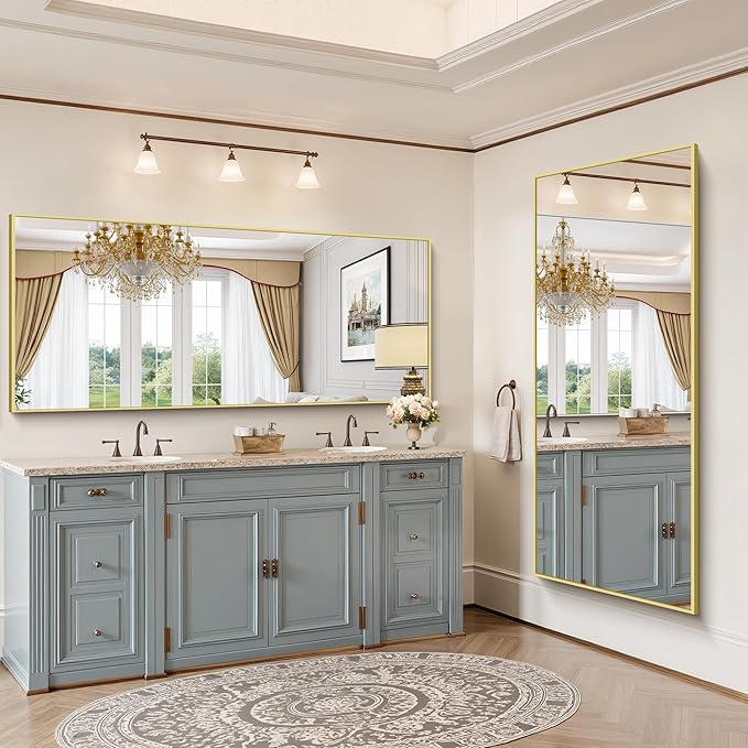 YIROMAN Bathroom Mirror 72"x30", Large Brushed Gold Bathroom Mirror - Image 2