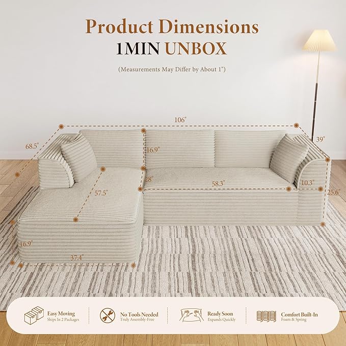 Vesgantti 106" Boneless Couch - Image 2