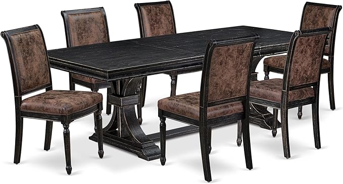 LECY7-SBB-33 7-Piece Modern Dining Table Set Includes a Kitchen Table and 6 - Image 2