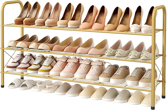 Hoctieon 3 Tier Mesh Style Shoe Rack, Entryway Shoe Shelf, Shoe Storage by Hoctieon