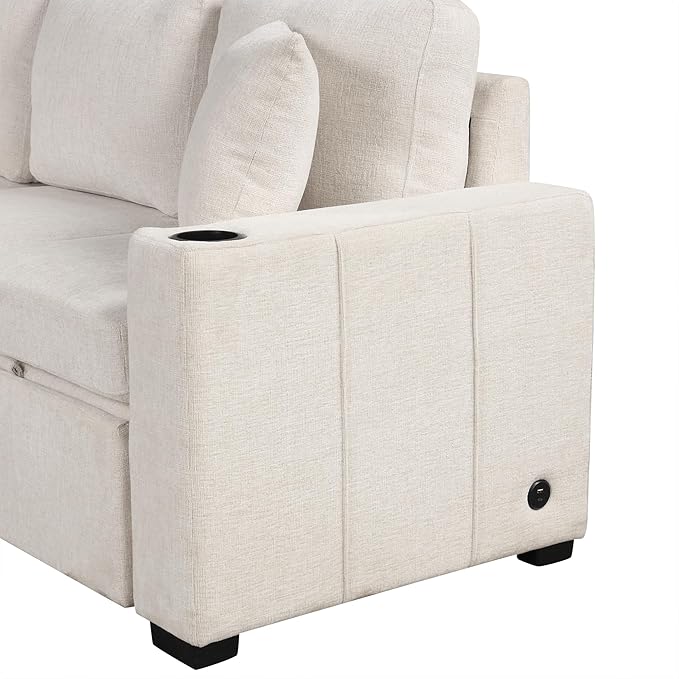 84.7" Symmetrical Convertible Sleeper Sectional Sofa Couch Bed - Image 9