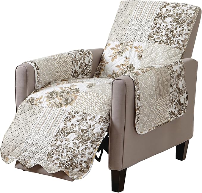Great Bay Home Patchwork Scalloped Printed Furniture Protector Stain Resistant by GreatBayHome