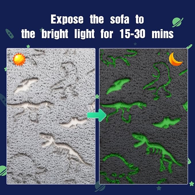ALIMORDEN Kids Ultra-Soft Snuggle Foam Filled Chair, Glow-in-The-Dark Dinosaurs - Image 5