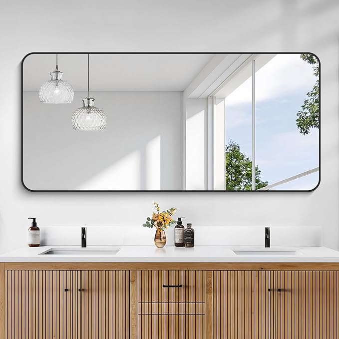 KOCUUY Black Bathroom Mirror 60"x28", Large Vanity Mirror - Image 2