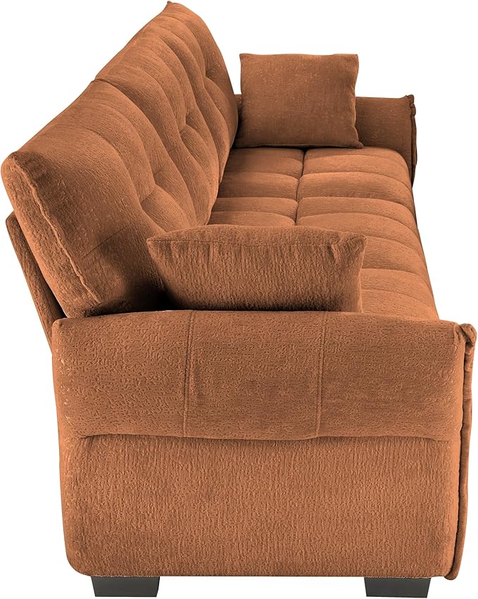 Modern Chenille Fabric 3-Seat Sofa w/ 2 Pillows, Premium Upholstery Living Room - Image 6