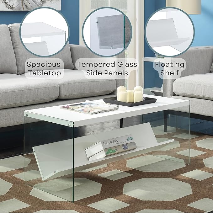 Convenience Concepts SoHo Glass Modern Living Storage Shelf, Contemporary - Image 5