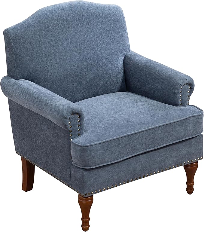 Ball & Cast Accent Chair with Nailhead Trim Armchair, Comfy Chenille Club Sofa - Image 5