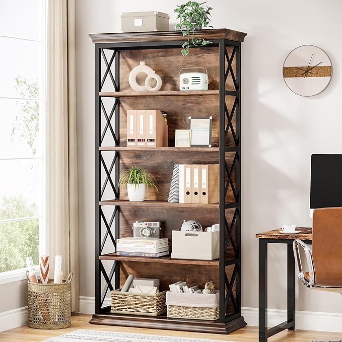 Tribesigns 6-Tier Bookcase, 71 Inches Industrial Bookshelves and Bookcases - Image 2