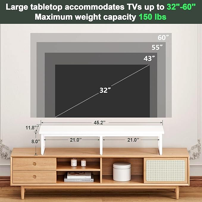 Clikuutory 45" Large TV Riser for 32-60 inch TVs, Tabletop Stand - Image 4