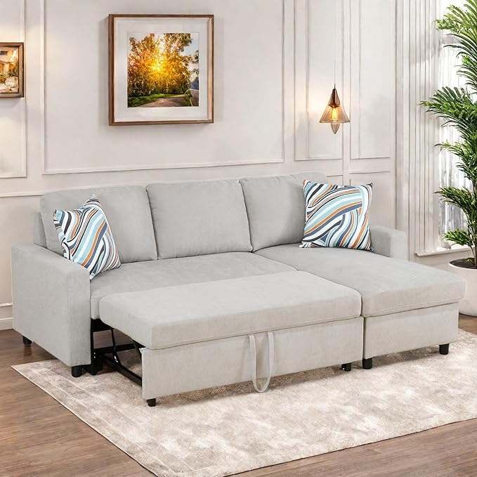 Sofa Bed Pull Out Couch, Convertible L Shaped Sleeper Sofa - Image 3