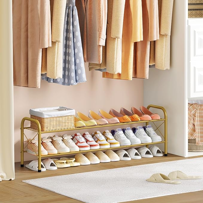 Hoctieon 2 Tier Shoe Rack for Closet, Durable Mesh Style Shoe Rack, Entryway - Image 6