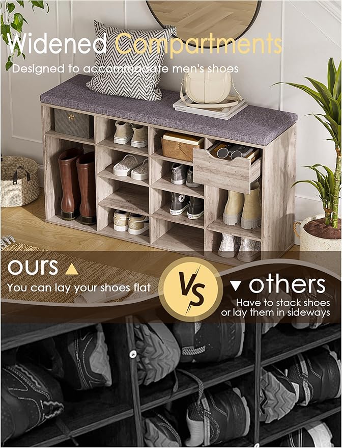 DINZI LVJ Shoe Bench, Entryway Storage Bench - Image 9