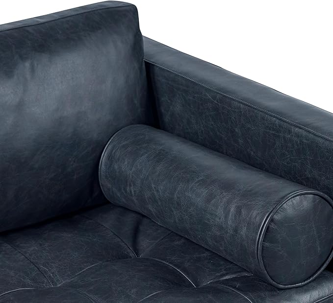 POLY & BARK Napa 82" Leather Pull-Out Convertible Sleeper Sofa in Midnight Blue - Image 10
