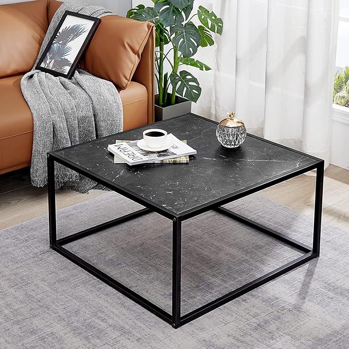 SAYGOER Black Coffee Table Small Square Coffee Table Simple Modern Center Table - Image 7