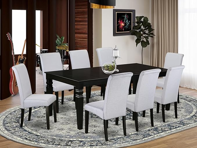 East West Furniture LGBA9-BLK-05 9 Piece Dining Room Furniture Set Includes a - Image 2
