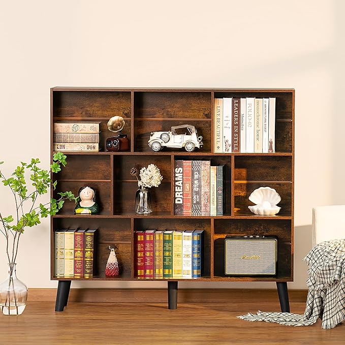 LEYAOYAO 10 Cube Bookshelf, 3 Tier Modern Wide Bookcase - Image 2