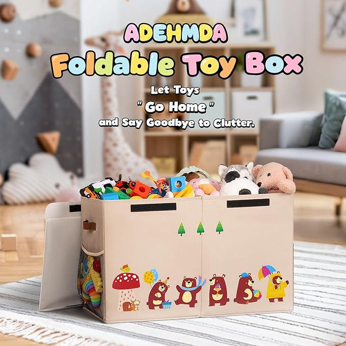 80L Large Toy Storage Box with Lid, Large Toy Box Chest - Image 2