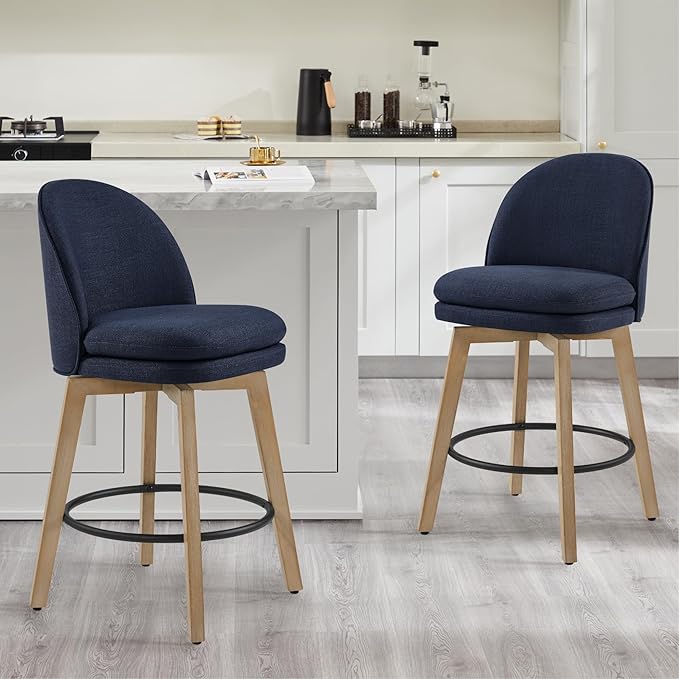 Counter Height Barstools 26 inch Upholstered Swivel Bar Stools - Image 2