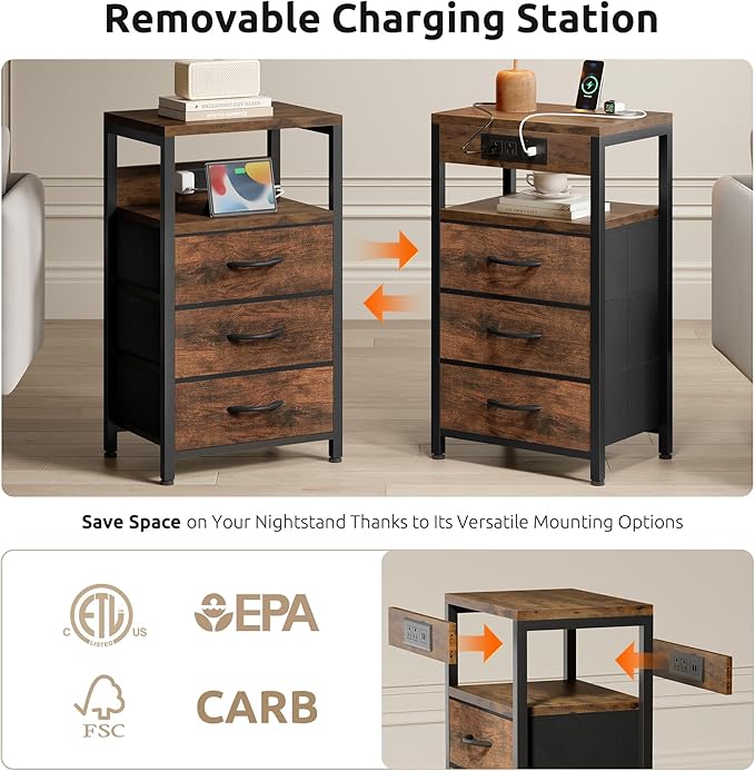 NightStand Bedside Charging Table Bedroom - Image 3