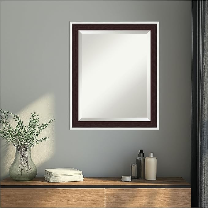 Amanti Art Wall Mirror 23x19 Maya Espresso Silver Rectangle Bathroom Mirror - Image 5