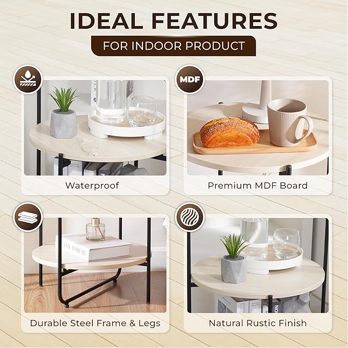 Mijas 2-Tier Side Table, Round End Table, A Stylish and Functional Addition - Image 3