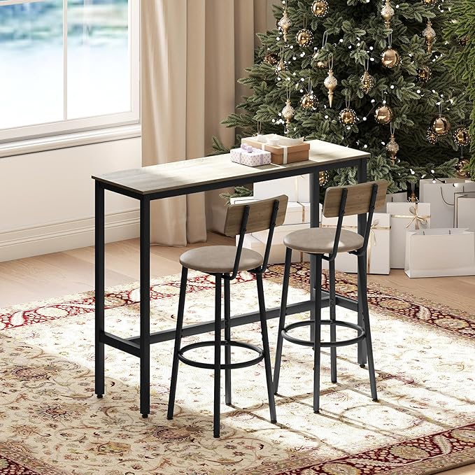 Dining Table Set for 2, 3-Piece Bar Table and Chairs Set, Kitchen Table and - Image 7