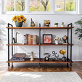 3 Tier Long Industrial Bookshelf, 3 Realwood Industrial Pipe Bookshelf by ANYNICE