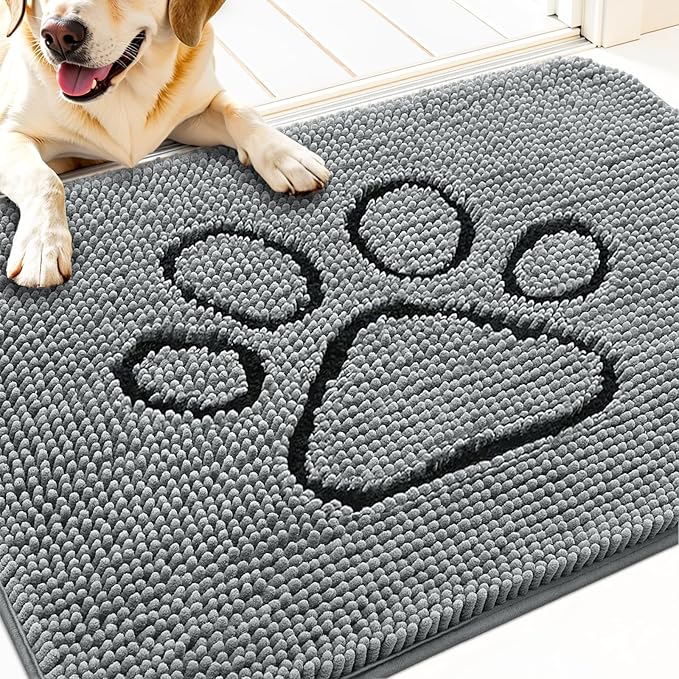 OLANLY Door Mat for Muddy Dog Paws 34x21, Ultra Absorbent Chenille Mud Doormat by OLANLY