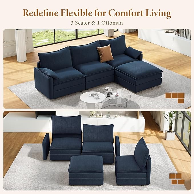Vesgantti 108" Modular Sectional Sofa, Comfy Cloud Couch - Image 7