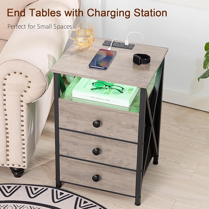 AMHANCIBLE LED Night Stand, Nightstand - Image 7