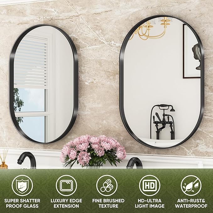 Suidia 22" x 30" Bathroom Mirror, Bathroom Vanity Mirror Metal Framed, - Image 4