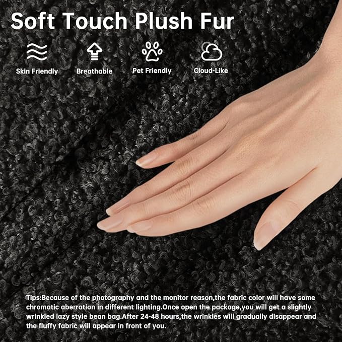 Bean Bag Chairs for Adults, Memory Foam Couch Loveseat Sofa Chair, Soft Teddy - Image 3