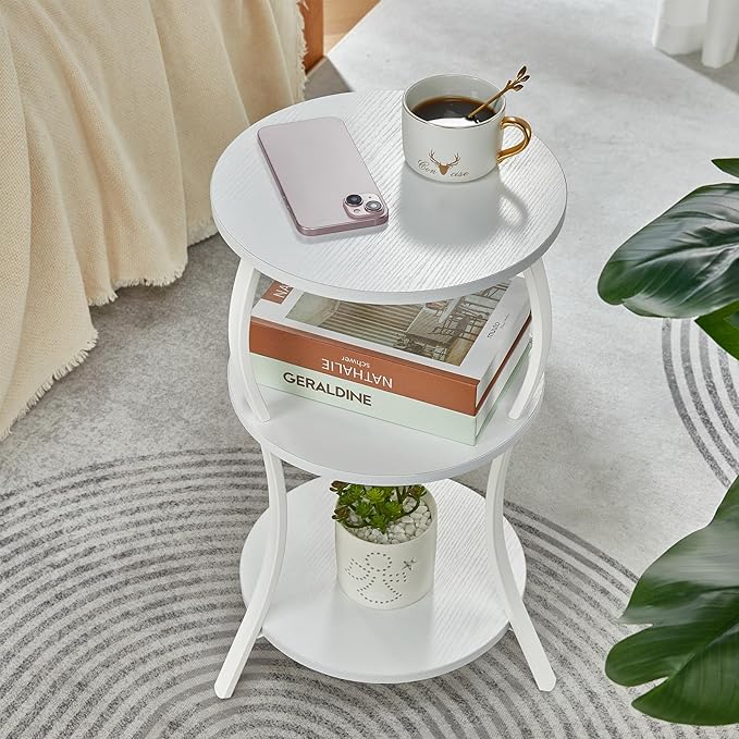 Vintage Small Round Side Table, 3-Tier Slim Waist Circular End Table - Image 7