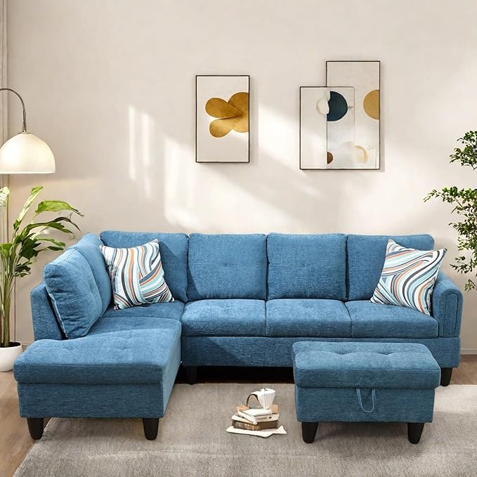 Sectional Couch with Ottoman Storage, L Shaped Couch Sofa Furniture Sets - Image 4