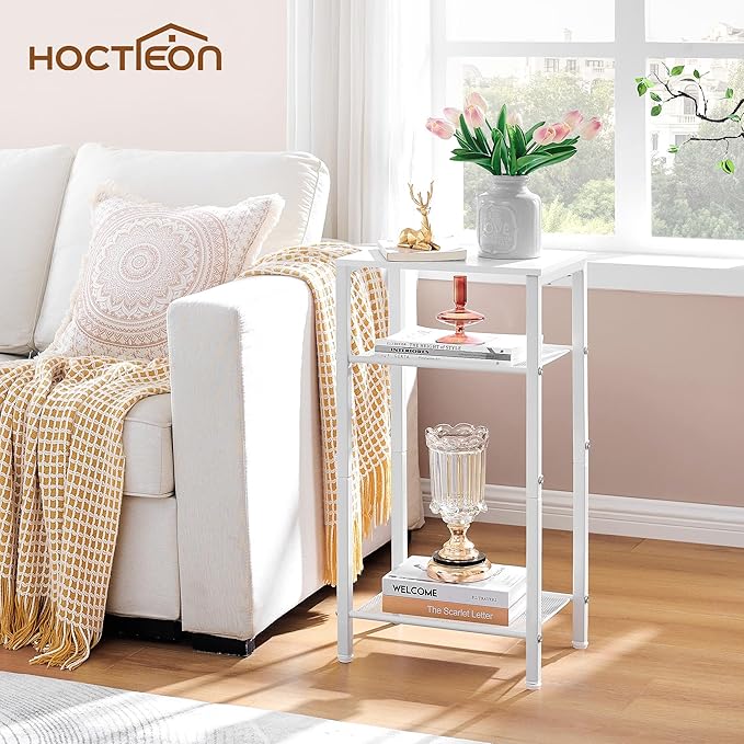 Hoctieon 2-Set 3 Tier End Table, Telephone Table Set of 2, Tall Side Table - Image 2