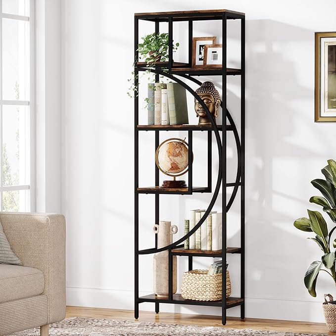 Geometric Bookshelf, 70.9" Tall Bookcase - Image 9