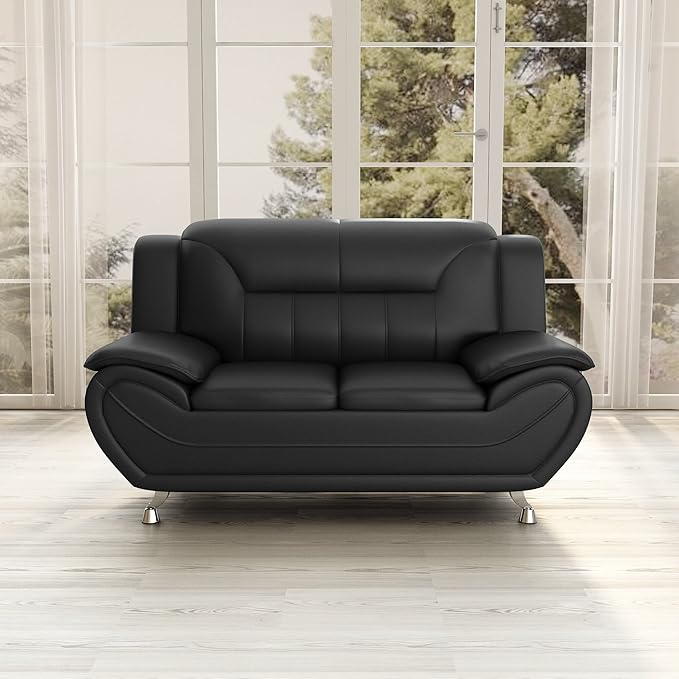 Container Furniture Direct Michael Modern Faux Leather Upholstered Stainless - Image 21