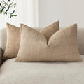 Foindtower Set of 2 Decorative Linen Check Throw Pillow Covers Neutral by Foindtower