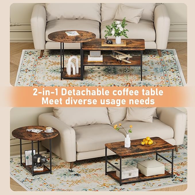 WOHOMO Coffee Table, Mid Century Modern Coffee Table - Image 3