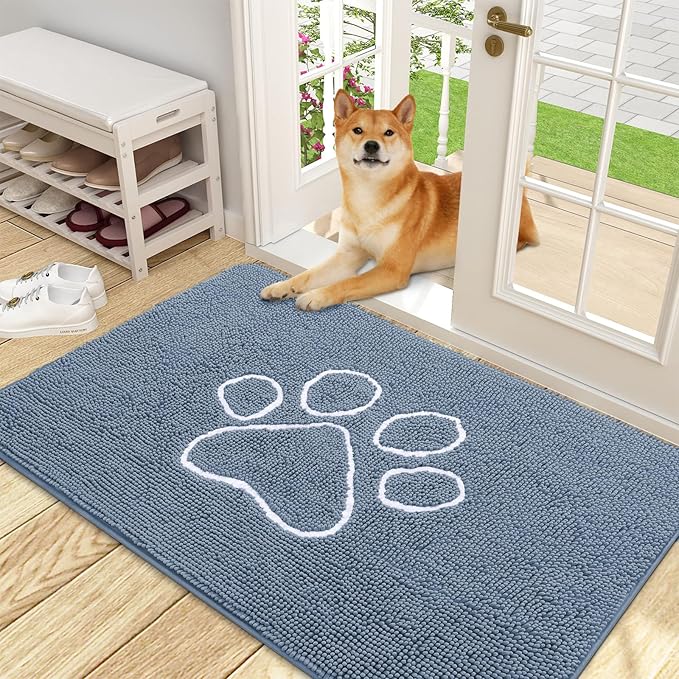 OLANLY Door Mat for Muddy Dog Paws 48x30, Absorbent Chenille Doormat by OLANLY