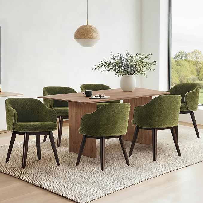 Wooden Dining Chairs Set of 2, Fabric Upholstered Modern Dining Room Chairs - Image 7