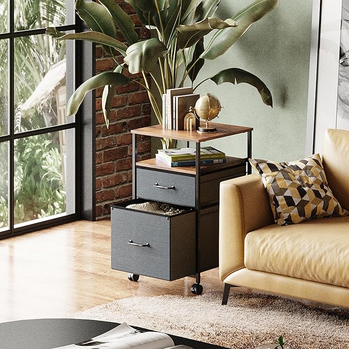 DEVAISE 2 Drawer Mobile File Cabinet, Rolling Printer Stand - Image 2