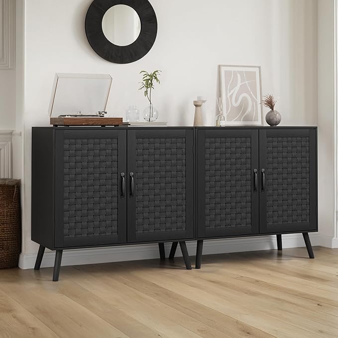 Smuxee Black Sideboard, Freestanding Buffet Cabinet - Image 3
