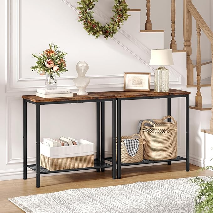 Hoctieon 2 Tier End Table, Sofa Side Table, Narrow Side Table - Image 2